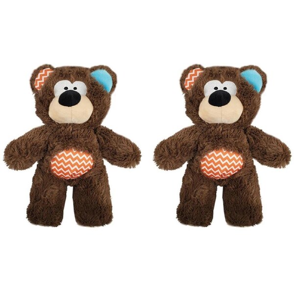 2x Rosewood Tough Rope Core Bear Soft Plush Pet Dog Chewing Bite Play Toy Brown