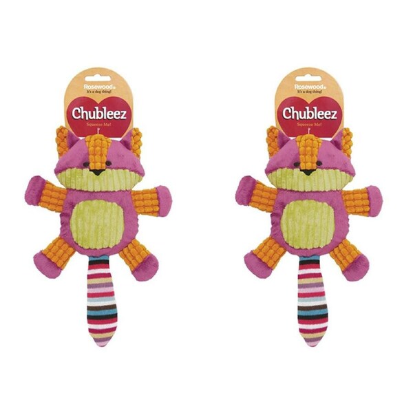 2x Rosewood Chubleez 36cm Charlie Cat Soft Plush Pet Dog Interactive Play Toy
