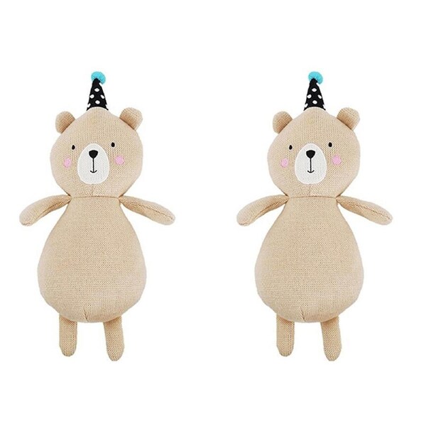 2x Rosewood Pippa Party Bear w/ Squeaker Pet Dog Interactive Fun Play Toy Brown