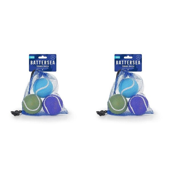 2x 3pc Rosewood Battersea Tennis Balls Pet Dog Fetch Outdoor Play Interact Toy