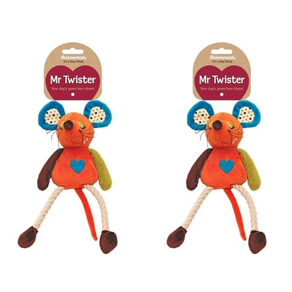 2x Rosewood 36cm Millie Mouse Plush Pet Dog Interactive Fun Play Toy w/ Squeaker