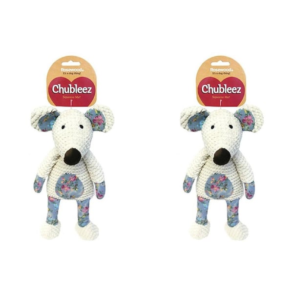 2x Rosewood 37cm Maisie Mouse Plush w/ Squeaker Pet Dog Fun Play Chew Toy Grey