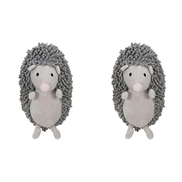 2x Rosewood Chubleez 22cm Hetty Hedgehog Soft Plush Pet Dog Squeak Play Toy Grey