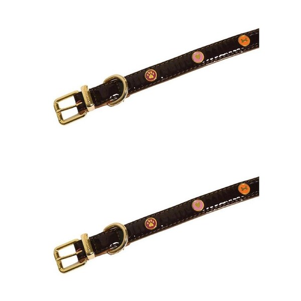 2x Rosewood Oxblood 36.5cm Pet/Dog Neck Collar Animal Choker Strap Medium Brown