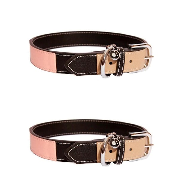 2x Rosewood 66cm Three-Tone Pet/Dog Leather Neck Collar Animal Strap Choker XL