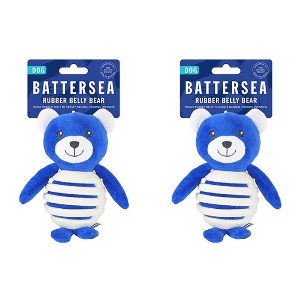 2x Rosewood Battersea 21cm Rubber Belly Bear Soft Plush Pet Dog Fetch Play Toy
