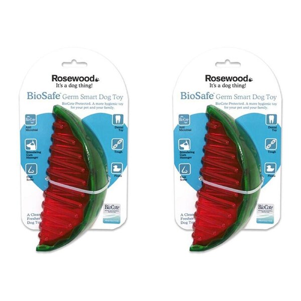 2x Rosewood Watermelon Biosafe Pet Dog Dental Training Fun Chew Outdoor Toy Red