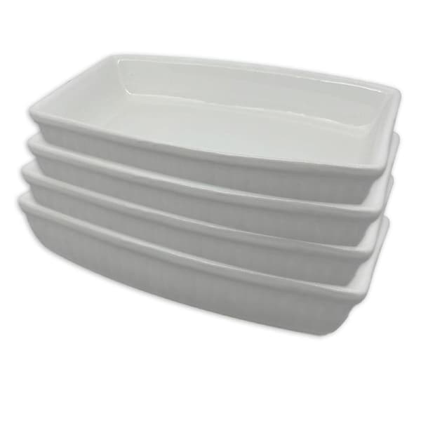 4pc Ceramic Rectangular Stoneware Microwave/Oven Baking Dishes 23.8x15cm