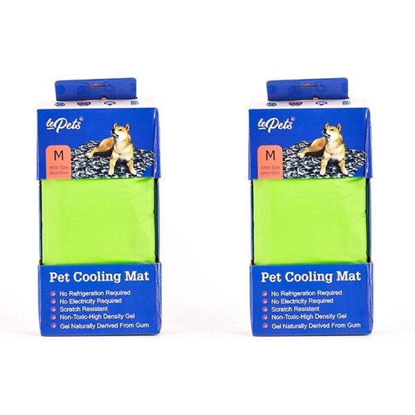 2x Lepets 40x65cm Pet Cooling Mats/Pad Dog/Puppy Bed Comfort Cushion Med Green