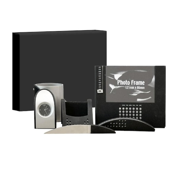 6pc Office stationery Executive Decorative Desk Organisation Gift Set Silver