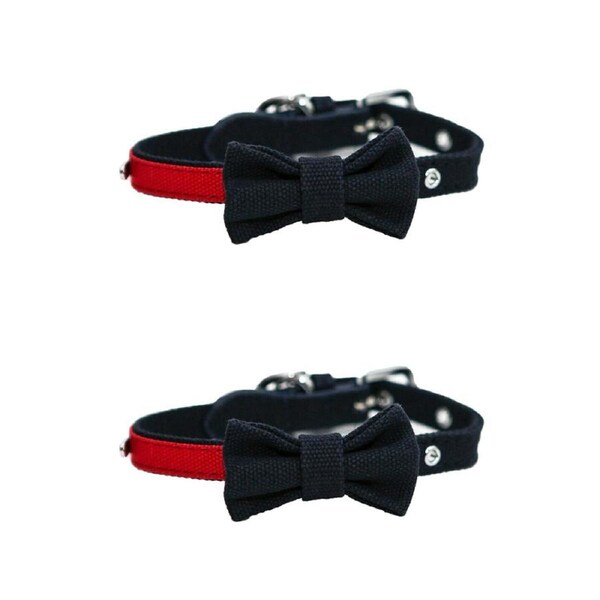 2x Rosewood 34.3cm Fashion Pet/Dog Leather Neck Collar Animal Strap S Navy/Red