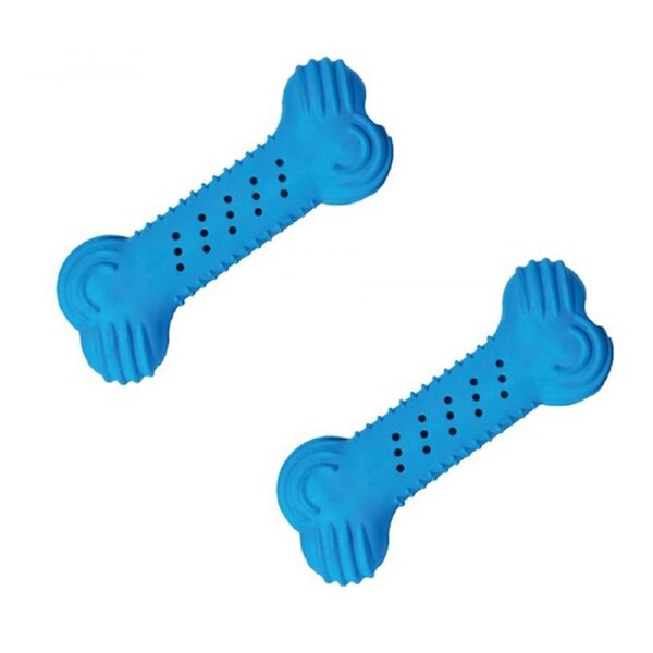 2x Rosewood 14cm Chillax Cool Bone Pet Dog Interactive Fun Fetch Play Toy Blue