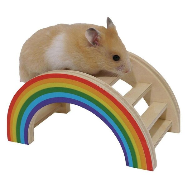 Rosewood Bridge Wooden Rainbow Play Hamster/Ferret Pet Activity Toy S Natural