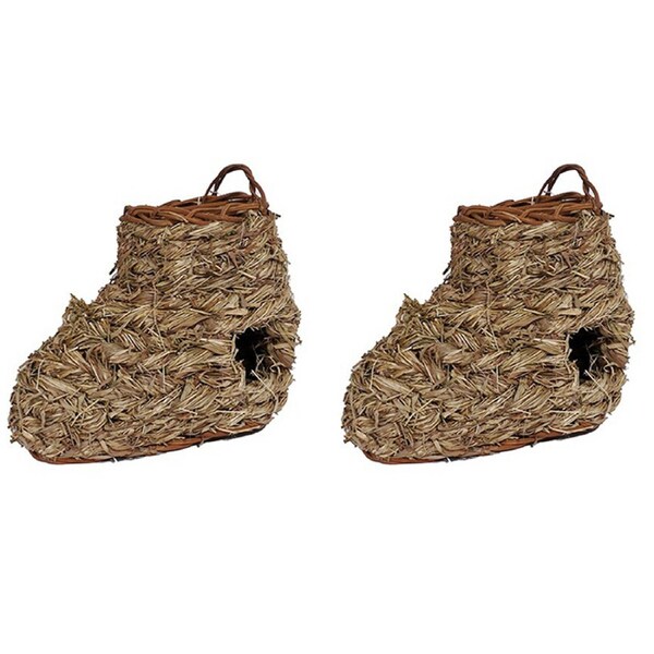 2x Rosewood Play n Hide Woven 18cm Boot Hamster/Gerbil Pet Sleeping Nest Natural