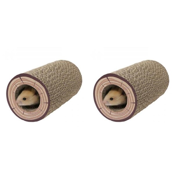 2x Rosewood 18cm Shred-A-Log Wooden Corrugated Tunnel Fun Play Pet/Dog Toy NTRL