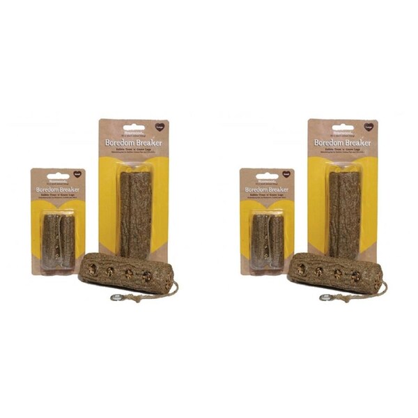 2x 2pc Rosewood Treat n Gnaw 8.5cm Log Hamster Activity Pet Chew Toy NTRL Assort