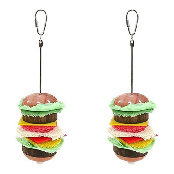 2x Rosewood Burg-A-Bob 25x8cm Wood Hanging Burger Hamster Pet Gnaw/Chew Toy NTRL