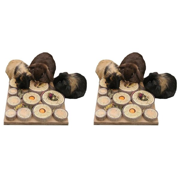 2x Rosewood Maze-A-Log 30cm Rabbit/Guinea Pig Treat Challenge Pet Feeder Natural