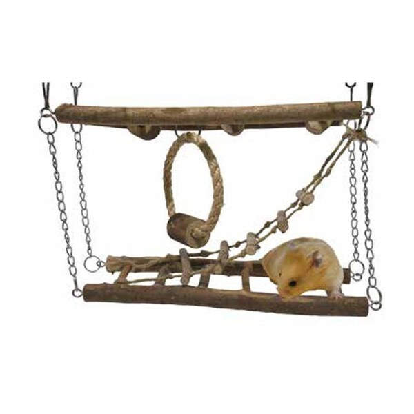 Rosewood Hamster Activity Suspension Wooden Gerbils/Ferrets Pet Bridge Natural