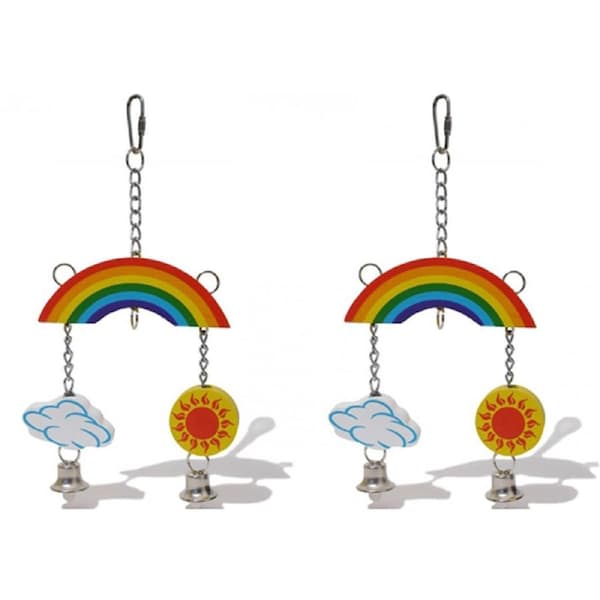 2x Rosewood Woodies Hanging Rainbow Hamster/Rabbit Activity Pet Fun Mobile Toy