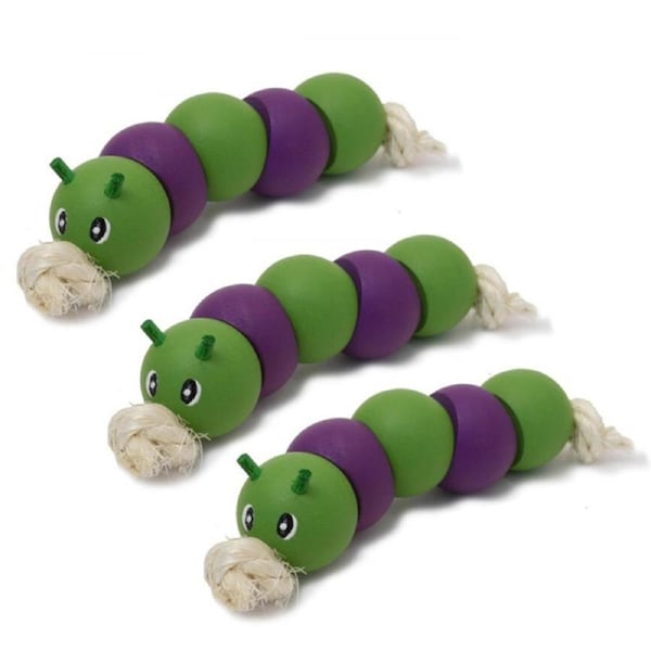3x Rosewood Woodies Wooden Caterpillar Hamster/Ferret Fun Pet Exercise Toy Green