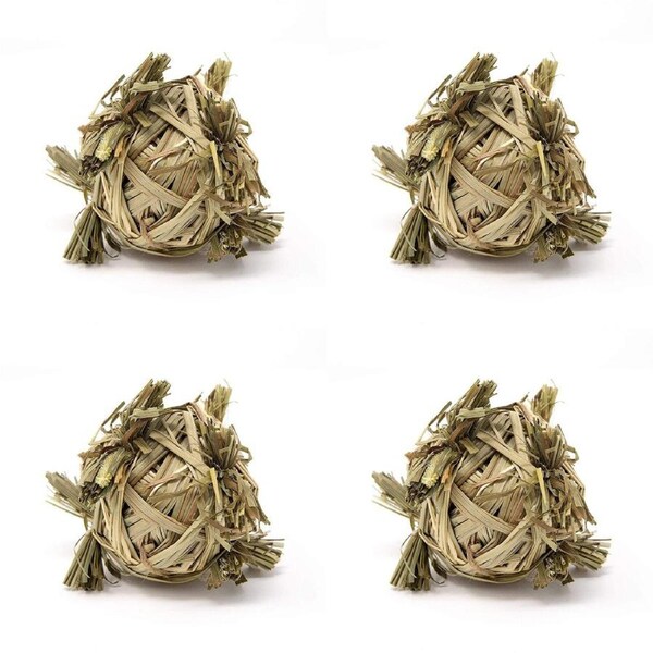 4x Nature Island Crazy Hay Ball Rabbit/Guinea Pig Small Pet Chew/Play Toy NTRL