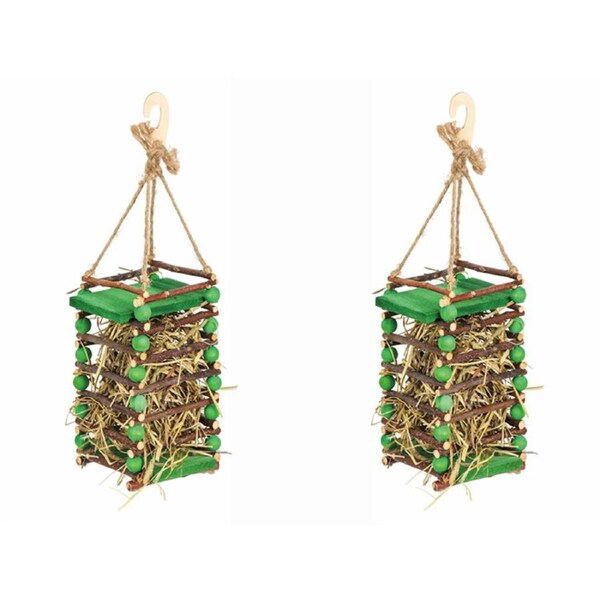 2x Nature Island Apple Stick Hay Treat Feeding Rabbit/Guinea Pig Pet Feeder GRN