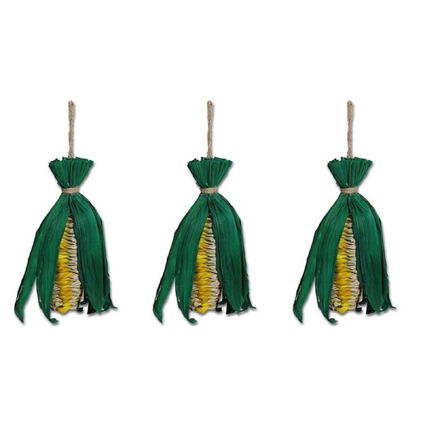 3x Rosewood Wooden Play Veg Flinging Fun Corn Hamster Pet Chew/Nibble Toy Green