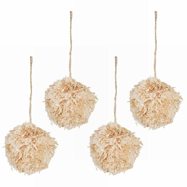 4x Nature Island 8cm Play Pom Rabbit/Guinea Pig Small Pet Chew/Play Toy Natural