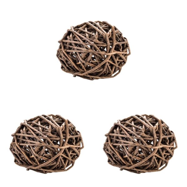 3x Nature Island Wooden Willow Gnaw Ball Rabbit/Guinea Pigs Pet Chew Toy Natural