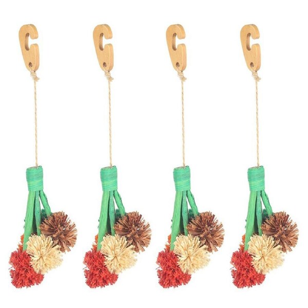 4x Nature Island Maize Loofah Balls Bunny/Chinchilla Small Pet Activity Toy GRN