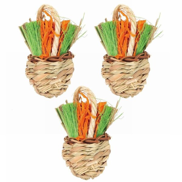 3x Nature Island Celebration Basket Bunny/Chinchilla Chew & Play Pet Toy Orange