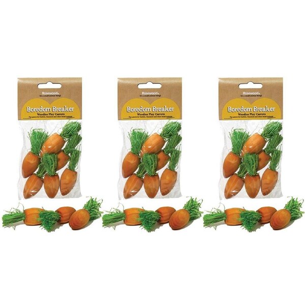 3x 6Pk Rosewood Woodies Play Wood Carrot Chew/Gnaw Hamster Pet Toy Orange/Green
