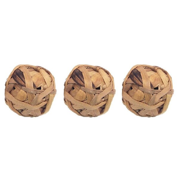 3x Rosewood Wooden Trio Of Fun Ball Hamster/Ferret Pet Exercise Toy Medium NTRL