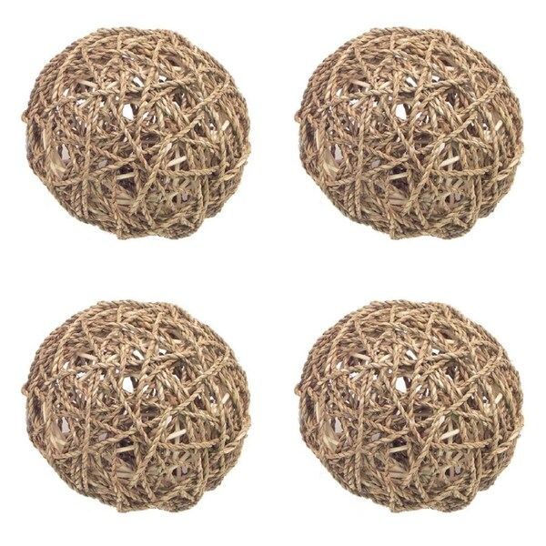 4x Rosewood 15cm Seagrass Chew/Gnaw Activity Rabbit/Ferret Pet Fun Ball L NTRL