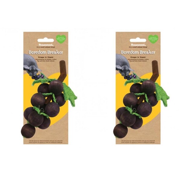 2x Rosewood Grape & Gnaw Hamster/Rabbit Wooden Chew/Nibble Pet Activity Toy BRWN