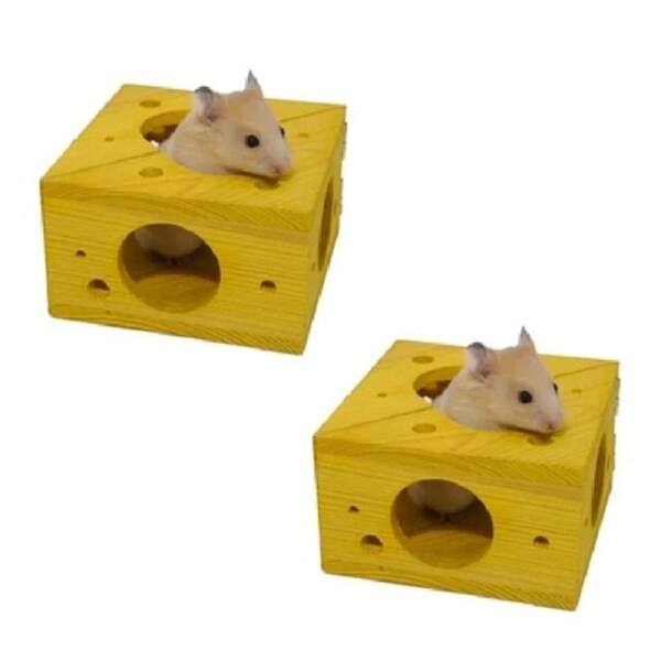 2x Rosewood Cheese Sleep 'n' Play Hamster/Gerbils Pet Chew/Gnaw Activity Toy YLW