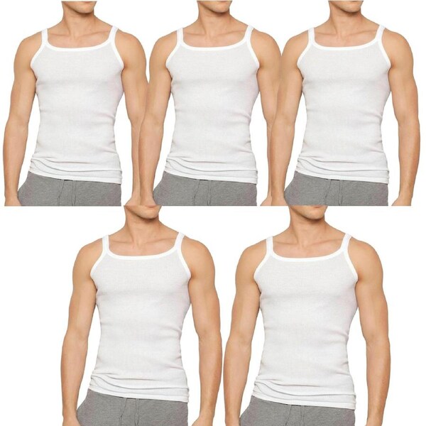 5pk Holeproof All Seasons Waffle Knit Mens White Singlet Tank Top M1964 Undergarment Bulk L