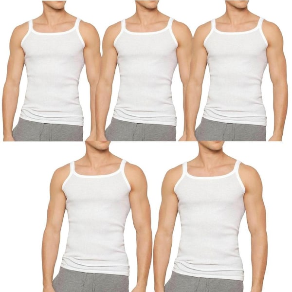 5pk Holeproof All Seasons Waffle Knit Mens White Singlet Tank Top M1964 Undergarment Bulk XL