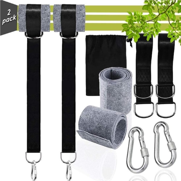 500kg Hammock Tree Swing Straps Heavy Duty Hanging Belt Bearing with Carabiner Camping Straps