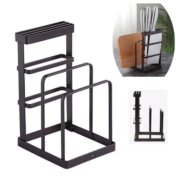 Chopping Board and Knife Shelf Stand Block Lid Holder Kitchen Storage Organizer