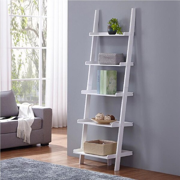 Sarantino Aster 5-Tier Ladder Shelf in White