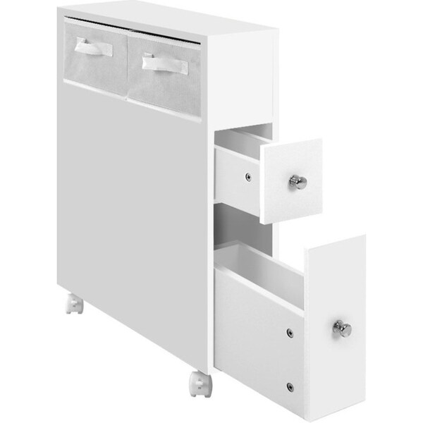 Bathroom Cabinet Toilet Storage Caddy Holder w/ Wheels