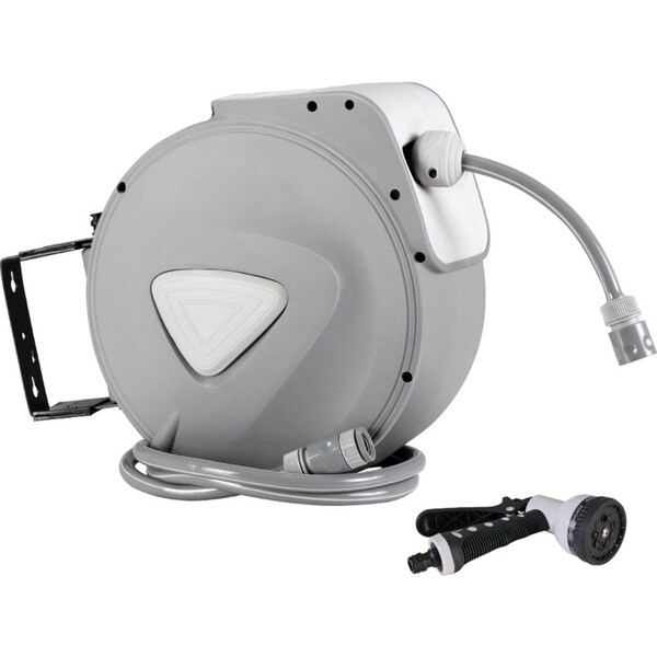 10M Retractable Water Hose Reel Garden Storage AutoRewind Spray Gun
