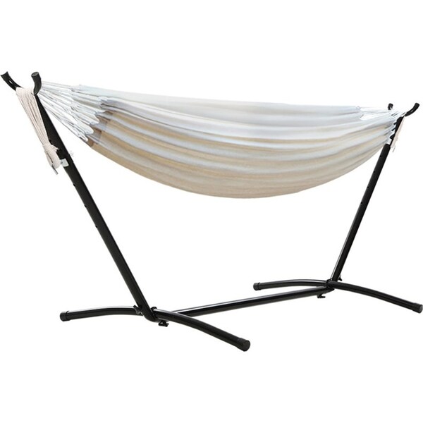Outdoor Camping Hammock With Stand Lounge Swing Bed - Cream