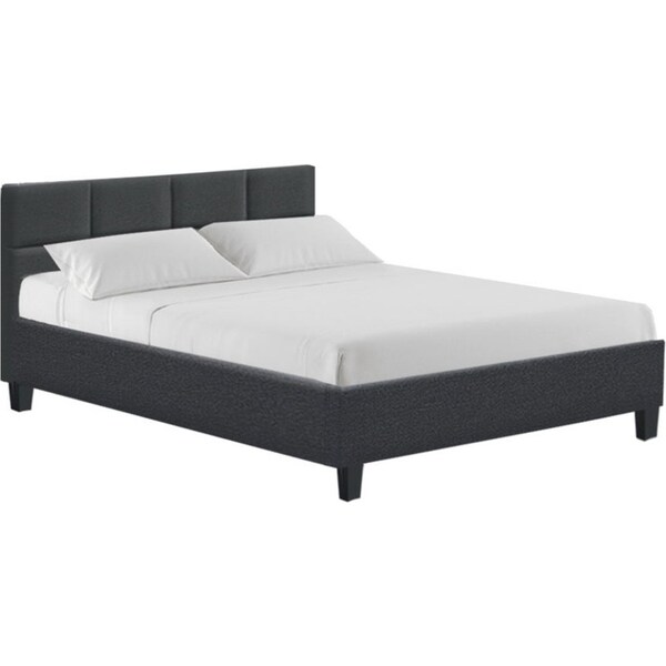 Bed Frame Double Size Charcoal Fabric