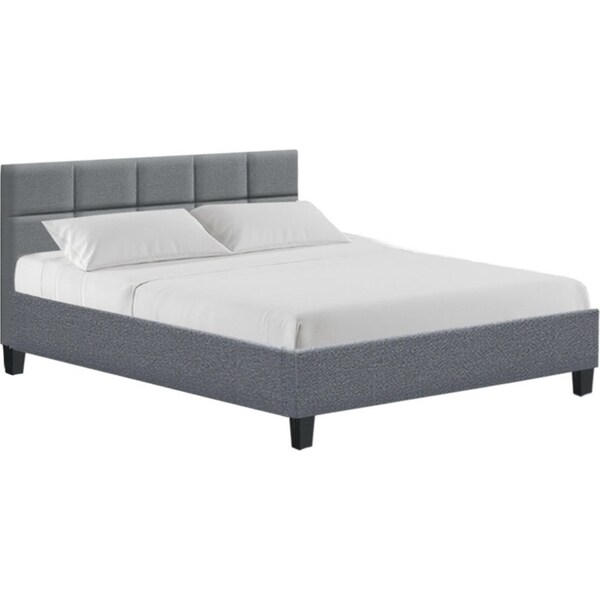 Bed Frame Queen Size Grey Fabric