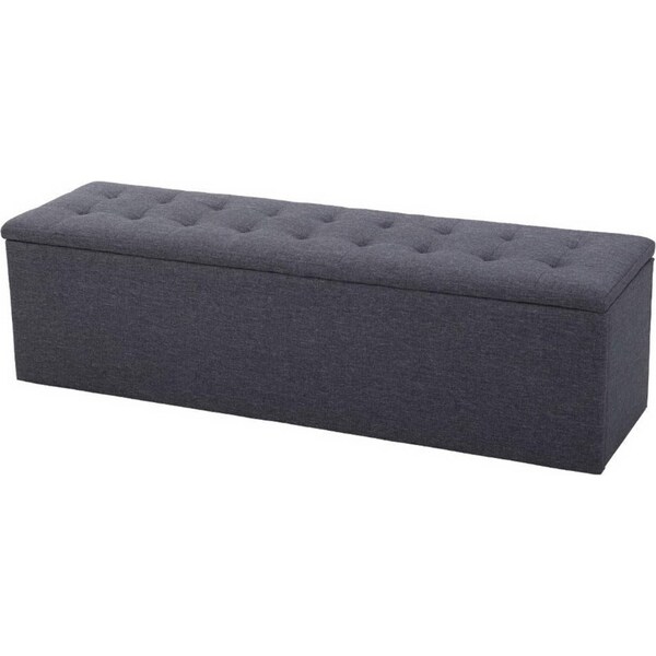 Storage Ottoman Blanket Box Linen Foot Stool Rest Chest Couch Grey