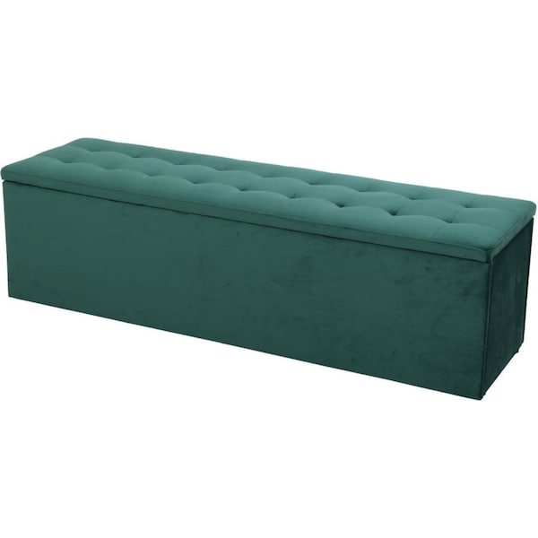 Storage Ottoman Blanket Box Velvet Foot Stool Rest Chest Couch Green