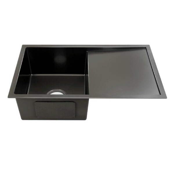 75cm x 45cm Stainless Steel Kitchen Sink Under/Top/Flush Mount Black